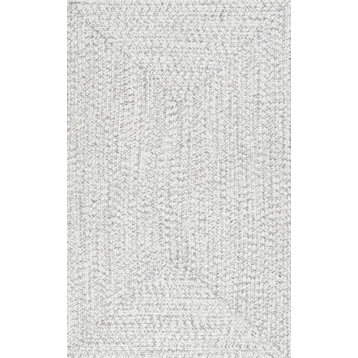 Braided Lefebvre Indoor/Outdoor Area Rug, Ivory, 5'x8' Oval
