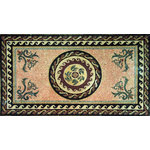 Mozaico - Greco-Roman Rug Mosaic, Prisca, 51"x92" - The Prisca Greco-Roman mosaic tile rug brings a bounty of beauty and color your kitchen bath or outdoor pool patio. Handmade from natural stone and marble tiles this rectangular mosaic showcases a floral motif in red green and black with ivory accents with multi-colored guilloche and crested wave borders completing the design. Craft a centerpiece to a floor or design a colorful kitchen backsplash with this elegant multi-colored area rug mosaic.