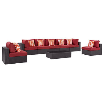 Modway Convene 64" 8-Pc Outdoor Sectional Set, Esp Red -EEI-2370-EXP-RED-SET