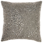 Mina Victory - Mina Victory Luminescence Fully Beaded 20" x 20" Pewter Indoor Throw Pillow - Jewelry for your rooms, this elegantly handcrafted rhinestone, bead and embroidered collection adds a touch of sparkle to your day.