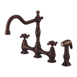Danze Opulence&trade; Two Handle Bridge Faucet with Spray - Kitchen Faucets