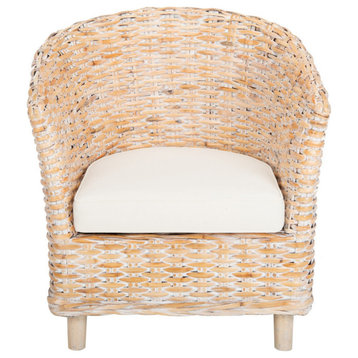Naomi Rattan Barrel Chair Natural Whitewash/ White