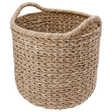Extra Large Handwoven Decorative Storage Basket, Twisted Sea Grass