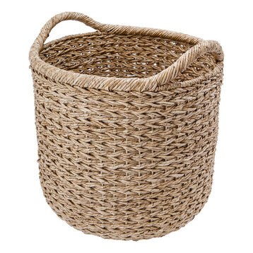 Extra Large Handwoven Decorative Storage Basket, Twisted Sea Grass