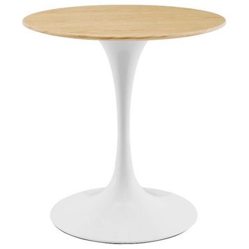 Modway Lippa 27.5" Round Modern Wood/Metal Dining Table in Natural/White