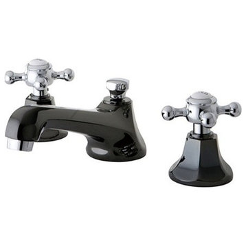 Kingston Widespread Bathroom Faucet w/Pop-Up, Black Stainless Steel/Chrome