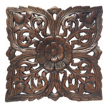 Carved Wood Wall PlaqueRustic Wood Wall Decor Asian Wall Art Decor Panel 12"