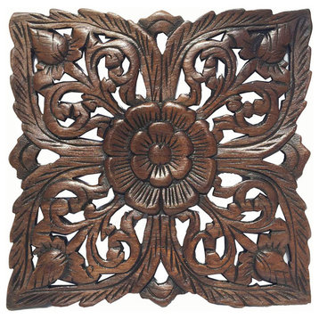 Carved Wood Wall PlaqueRustic Wood Wall Decor Asian Wall Art Decor Panel 12"
