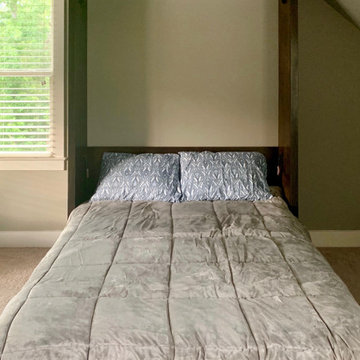 Custom Built Vertical Full Size Murphy Bed Cabinet with Crown Molding - Stained