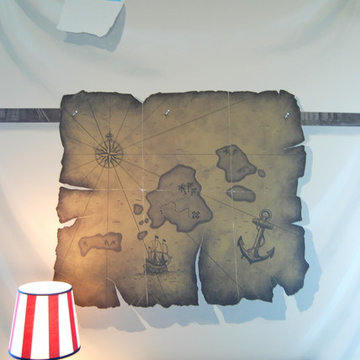 Old World Map Mural in a bedroom by Tom Taylor of Mural Art LLC