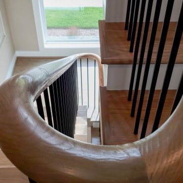 Project #153 | Sophisticated Red Oak Stair with Metal Balusters