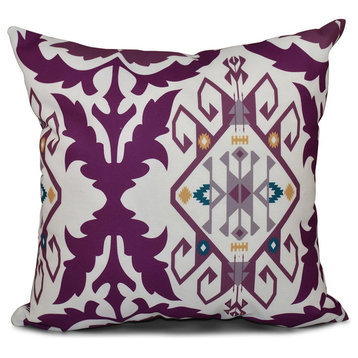 Bombay Medallion, Geometric Print Pillow, Purple, 26"x26"