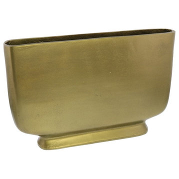 Cast Metal Minimalist Brass Gold Thin Vase | Geometric 13" Long Modern Simple