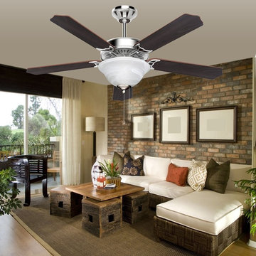 52-inch Ceiling Fan with 5 Wooden Blades and Light Kit, Reversible Classic Ceili