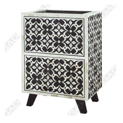 CLASSIC FLORAL BEDSIDE TABLE IN BONE - Furniture