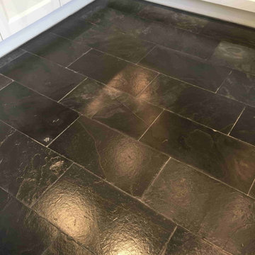 Problematic Black Slate Kitchen Floor Renovated in Charlwood near Gatwick
