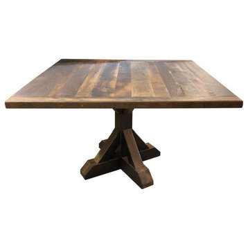 Thornton Barnwood Square Pedestal Dining Table, Natural, 54x54