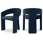 Meridian Furniture - Rendition Plush Fabric Upholstered Dining Chair, Navy, Set of 2 - Make guests do a double take when you seat them in this fabulous Rendition fabric dining chair. This lovely chair is as eye-catching as it is modish and fun, with a curved back that supports your body so you can relax and unwind while you dine. Soft navy plush fabric is welcoming and soft, and a frame made from iron retains impeccable durability to hold up to long-term use.