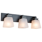 Artcraft Lighting - Eastwood 3 Light Wall Light, Black/Brushed Nickel AC11613BN - The "Eastwood" collection bathroom vanity features thick frosted glassware with a black frame and plated brushed nickel accents.