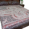 Mogul Moroccan Bedding Pashmina Wool Red Black Paisley Blanket Throw