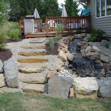 Water Feature with Rock Stairs
