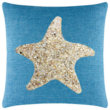 Sparkles Home Shell Starfish Pillow - 16x16" - Aqua
