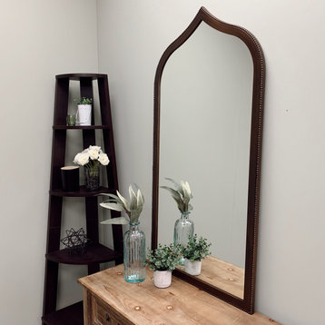 Vienne Framed Full Length Mirror, Teardrop Cathedral, 23.4"x47.4", Sunset Gold