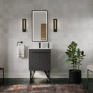 The Forma Bathroom Vanity, Black, 24", Single Sink, Freestanding