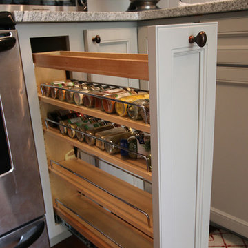 Transitional Kitchen Using Light Gray Cabinets