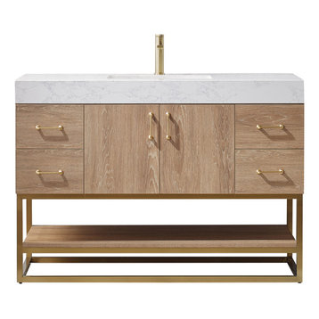 Alistair Vanity, North American Oak, 48", Without Mirror