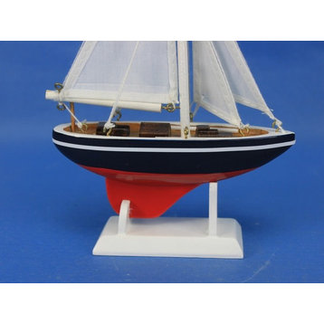 Wooden American Sailer Model Sailboat Decoration, 9"