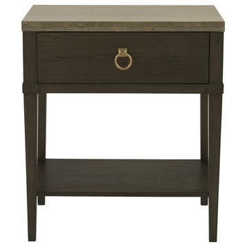 Soliloquy 1 Drawer Stone Top Nightstand - Cocoa