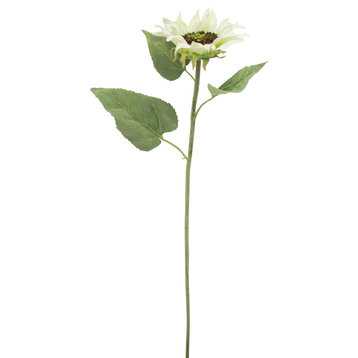 25" Ivory Sunflower Artificial Silk Floral Pick