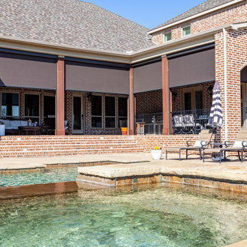 Exterior Motorized Screens For Traditional Home