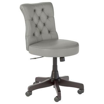 Bush Business Arden Lane Mid Back Tufted Office Chair, Light Gray Leather