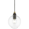 Downtown 1 Light Bronze With Antique Brass Accents Sphere Pendant