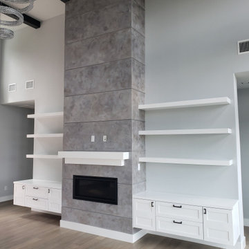 White shaker with auto open trash bin