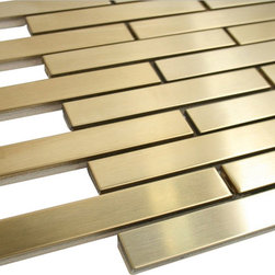 Shiny Gold Stainless Steel Subway Style Mosaic Tiles - Home Accessories & Decor