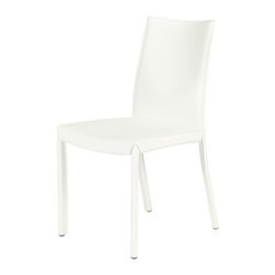 Emma High Back Leather Dining Chair | White (Set of 2) - Dining Chairs