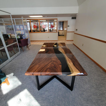 Custom Walnut Black River Epoxy Table