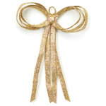 CC Christmas Decor - 12" Christmas Brites Glitter Drenched Gold Bow Decoration - From the Christmas Brites Collection