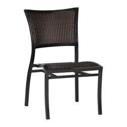 Aire Transitional Woven Resin Wicker Stacking Side Chair by Summer Classics - Outdoor Dining Chairs