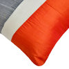 Orange & Grey Silk Color Block Patchwork 14"x14" Pillow Cover - Splendour Orange