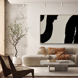 Preethi Arts - Minimalist 40x60 inches Large Modern Painting Black and White - Paintings