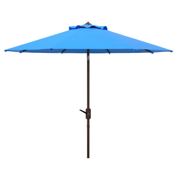 Safavieh Ortega 9' Auto Tilt Crank Umbrella, Pacific Blue