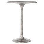 Zin Home - Simone Antique Nickel Bar Table - Classic tulip shaping in textural cast-aluminum makes for a modern pub table. Finished in a raw antique nickel to bring out alluring highs and lows, indoors or out. Cover or store inside during inclement weather and when not in use.