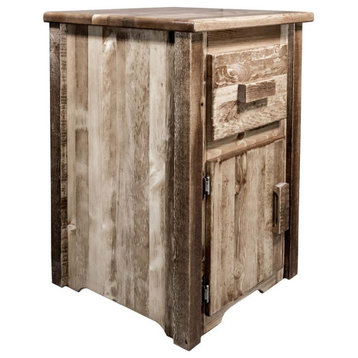 Montana Woodworks Homestead Wood End Table with Drawer and Door in Brown