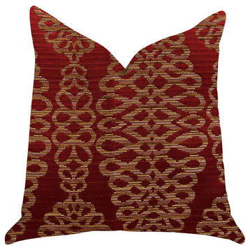 Sweet Henna Luxury Throw Pillow in Red and Gold, 20"x30" Queen