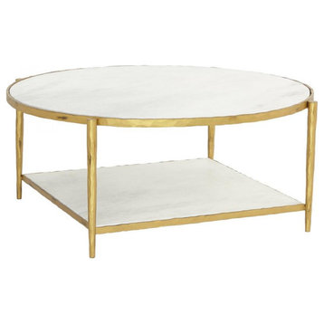 Circle/Square Gold with White Marble Cocktail Table