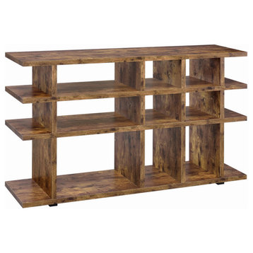Contemporary Bookcase, Engineered Wood Construction With Cubbies Open Shelves